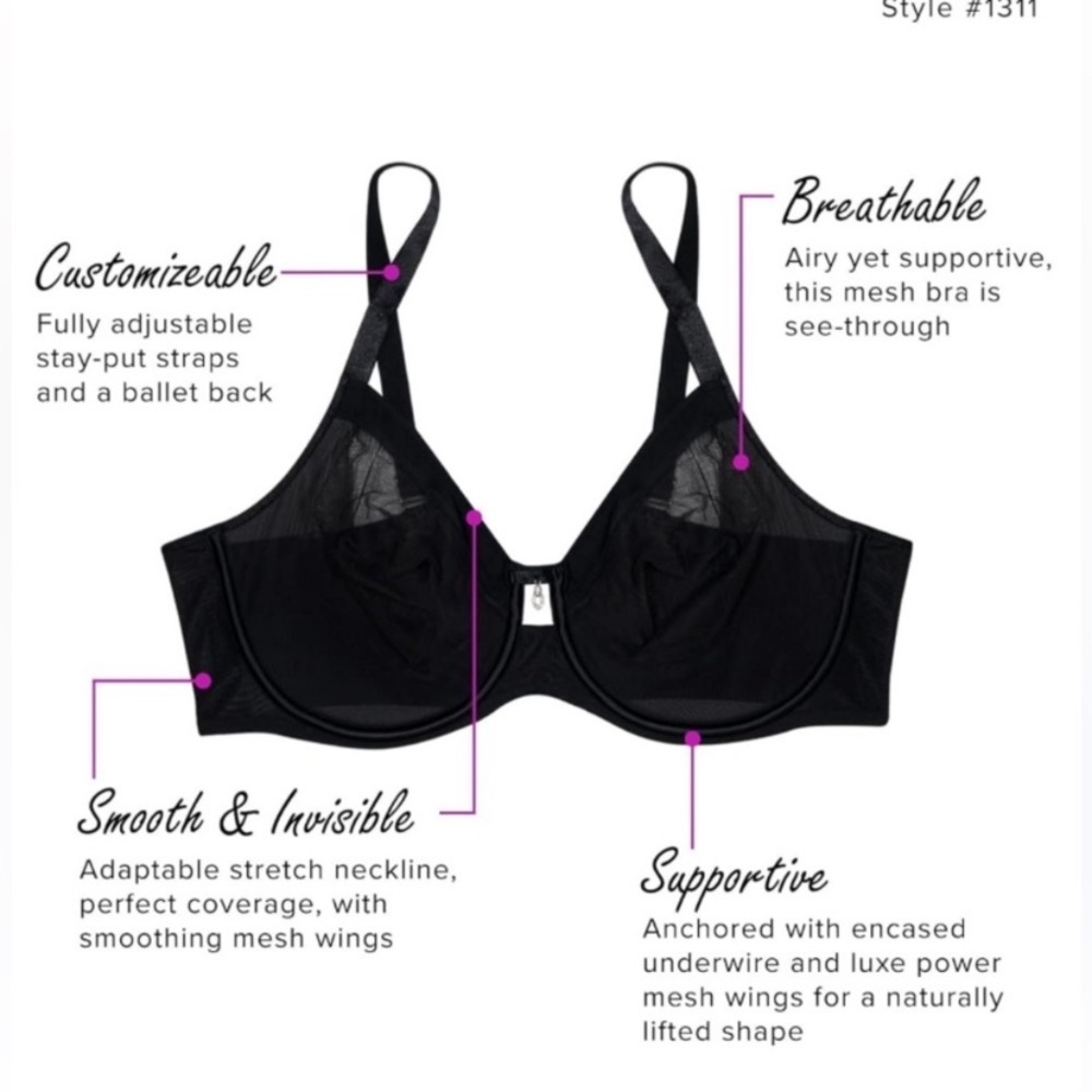 New! Curvy Couture sheer mesh unlined full coverage underwire bra 10961
